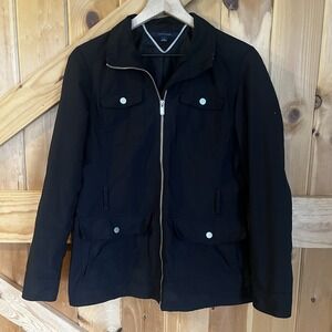 Tommy Hilfiger Black Full Zip Jacket Women's Medium Multi Pockets No Belt
